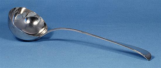 A George III silver Old English bead pattern soup ladle, Length; 12 ½”/132mm Bowl width 4”/102mm.Weight; 7ozs/200 grms.